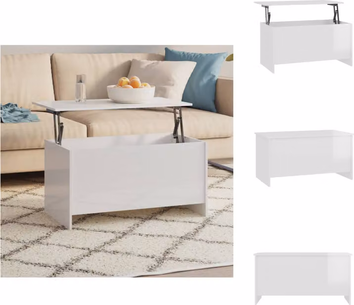 vidaXL Tavolino bianco lucido 102x55,5x52,5 cm in legno - Tavolini da caffè