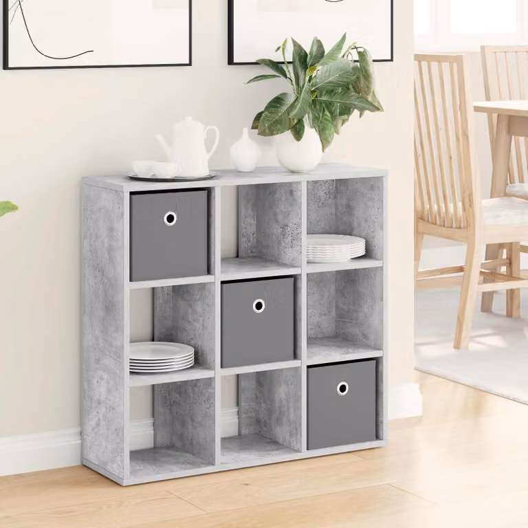 Credenza moderna vidaXL in grigio cemento, L: 73,5 cm, P: 24 cm, H: 69,5 cm