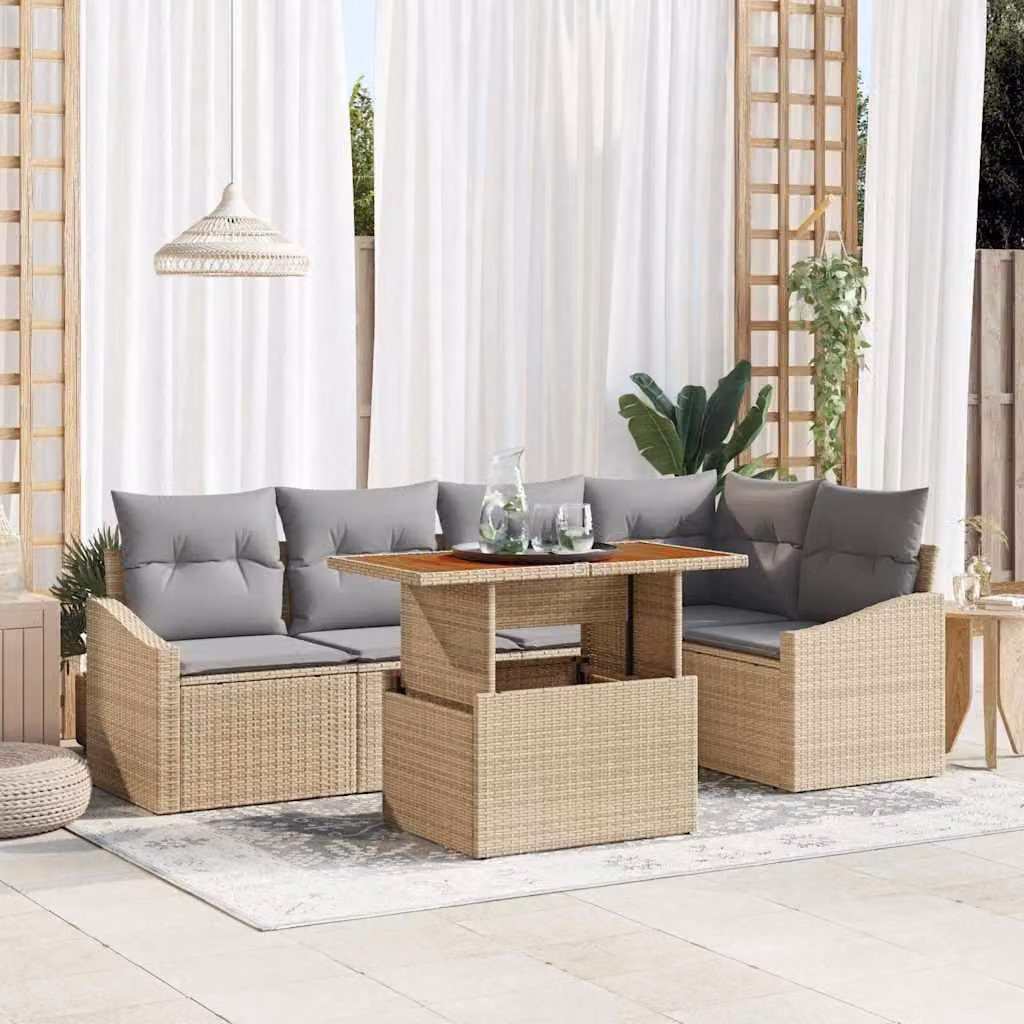 Maison Exclusive - Set da giardino composto da 6 pezzi, divano in rattan sintetico beige