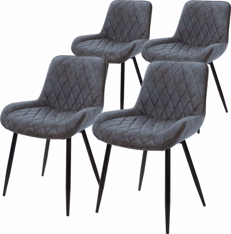 ML-Design set di 4 sedie da pranzo con schienale e braccioli, antracite, seduta in Pelle finta PU, sedia imbottita con gambe in metallo