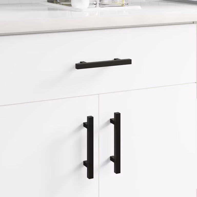 Set di 2 maniglie per armadio vidaXL in acciaio inossidabile nero opaco, L: 15,0 cm, H: 3,52 cm, P: 1,23 cm