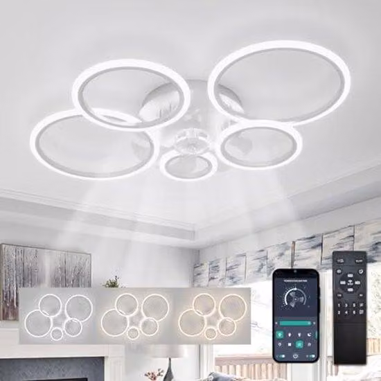 Ventilatore a LED dimmerabile con telecomando, ideale per camere da letto e cucine
