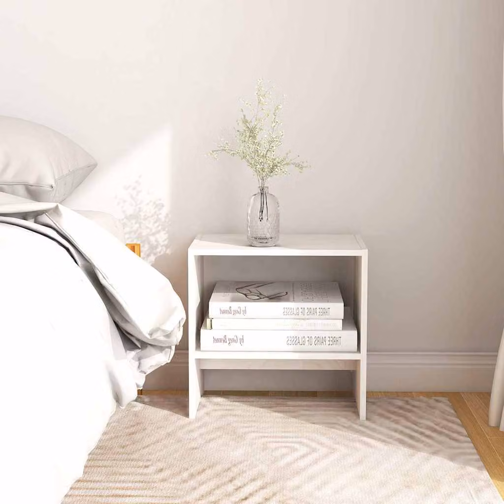 Comodino moderno vidaXL in legno massello di pino bianco L 40 cm, P 30,5 cm, H 40 cm