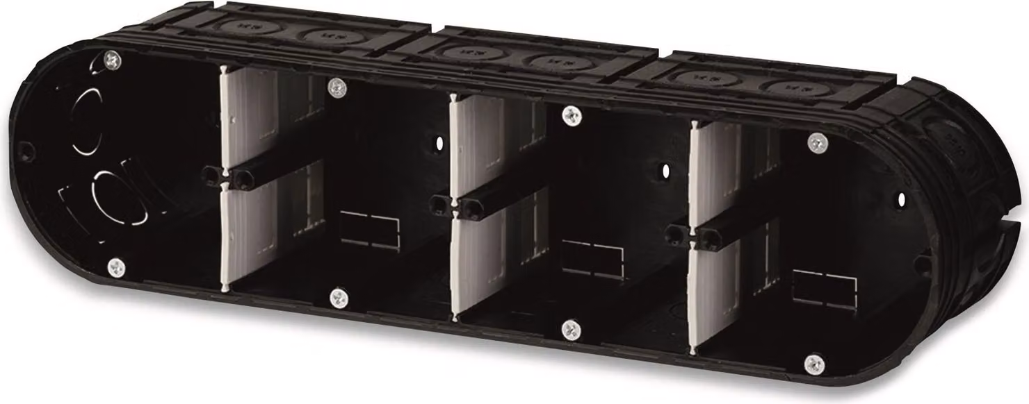 Scatola di derivazione solida da incasso, versione a 4 ingressi, 71x284x63mm, IP20, Ø60mm