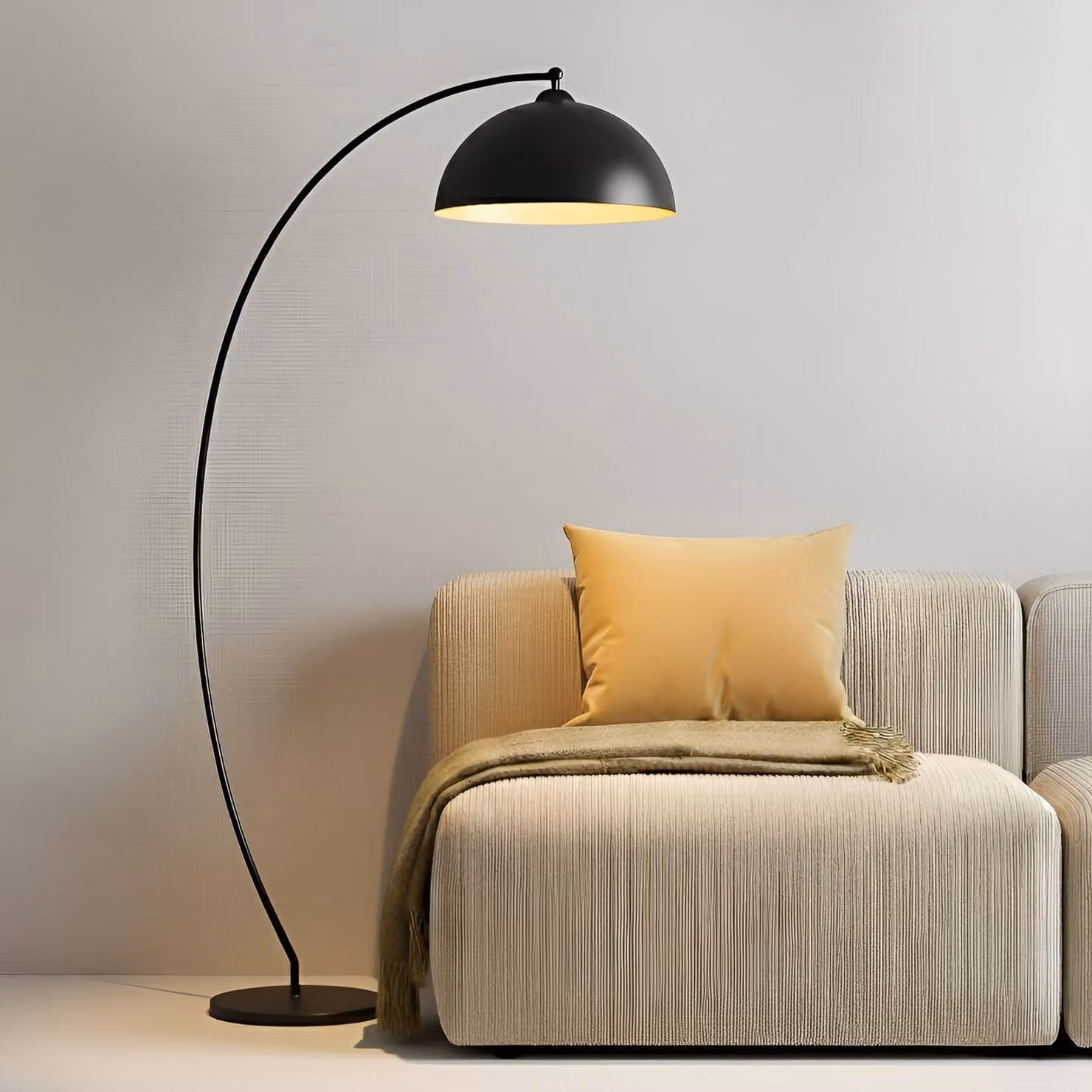 Lampada ad arco Jonera Lindby, Nero, Soggiorno / Sala da pranzo, Metallo, Giovanile, Lampada da terra