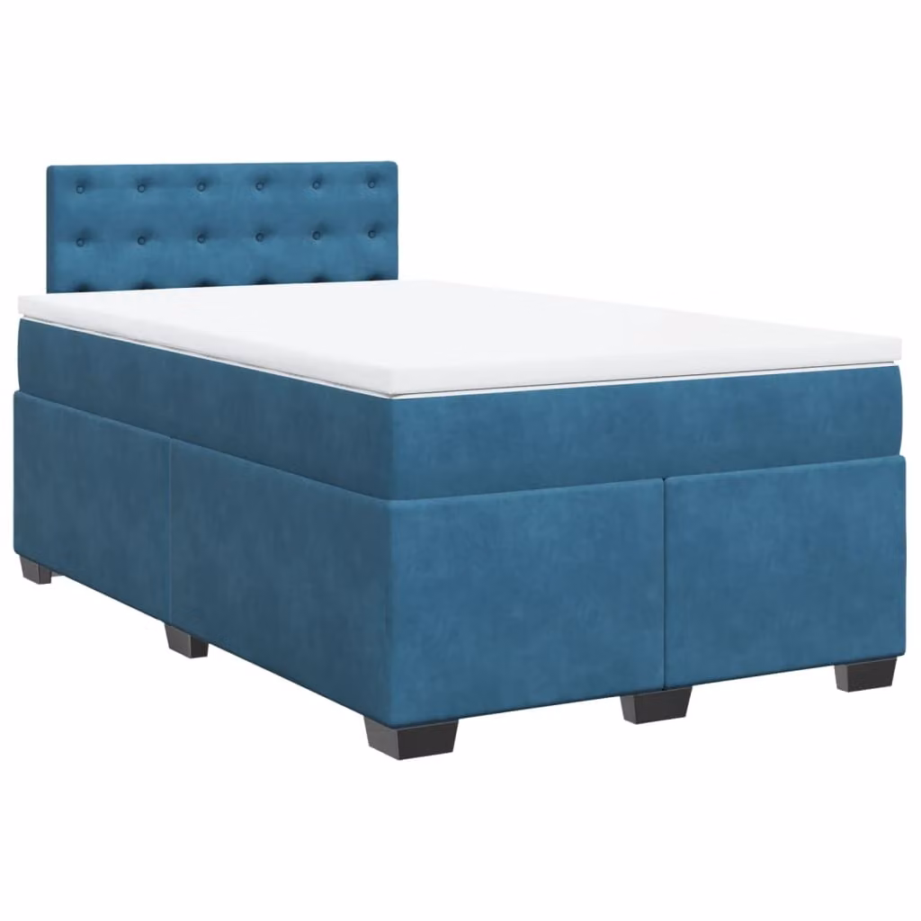 Giroletto a Molle con Materasso Blu Scuro 120x190 cm in Velluto