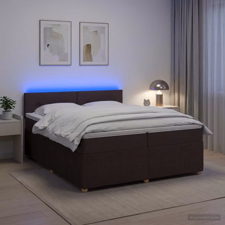 Letto box spring con materasso vidaXL moderno in tessuto con illuminazione sottostante e porta USB, L/P: 200 x 200 cm