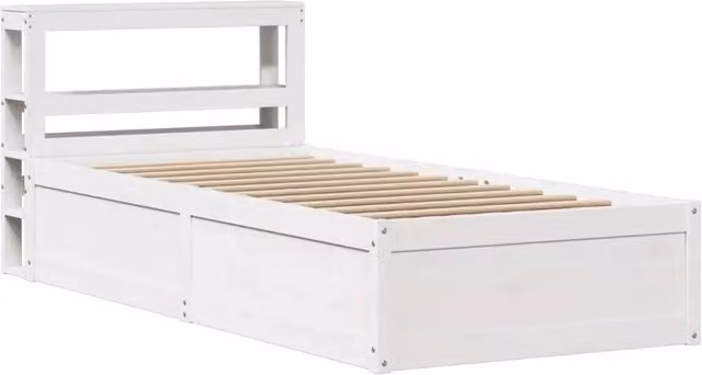 Letto singolo | Letto per adulti | Giroletto con Testiera Bianco 75x190 cm Legno Massello di Pino