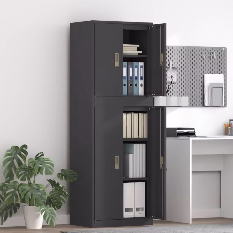 vidaXL Armadio 2 pz Nero 60 x 40 x 175 cm Acciaio Bloccabile