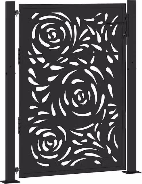 Cancello da giardino nero 100x125 cm in acciaio con design a fiamma CFW1542684