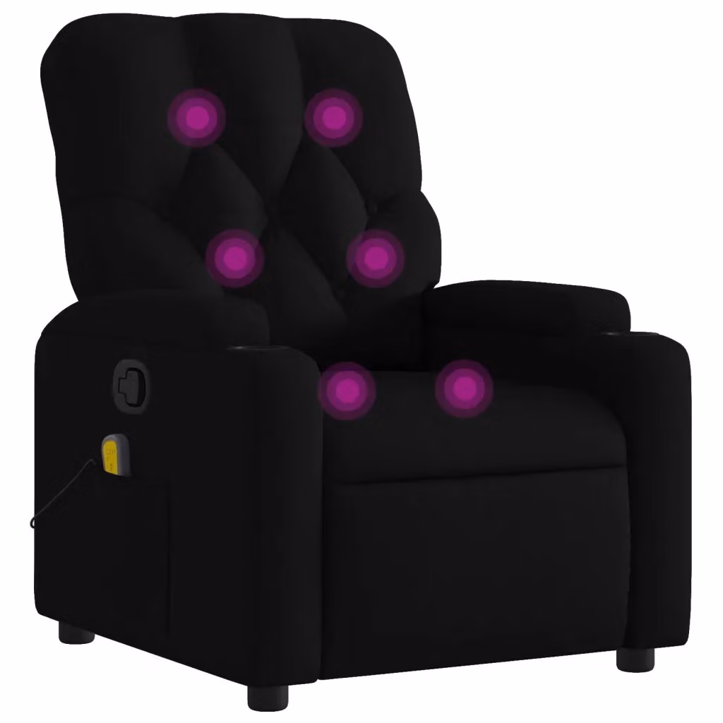 Poltrona relax reclinabile vidaXL in tessuto nero con braccioli e struttura in legno e metallo – 2