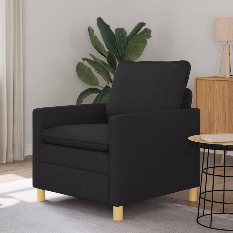 Divano vidaXL in tessuto nero e giallo L: 76 cm, P: 81 cm, H: 87,5 cm