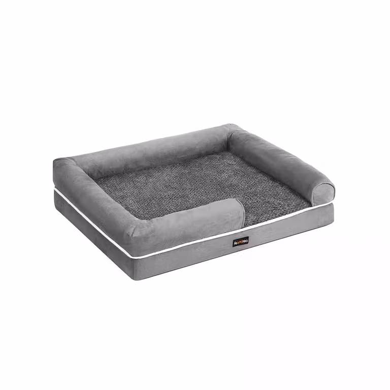 In And OutdoorMatch Cuscino per cani XL Herminia - Grigio chiaro - Cestino per cani 91x71x25cm - Morbido - Cuscino ortopedico per cani