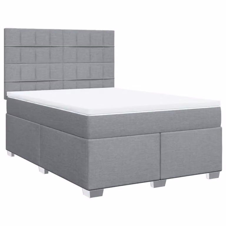 Letto Ibrido vidaXL con Giroletto a Molle e Materasso Grigio Chiaro e Bianco L/P/H: 140 x 190 cm