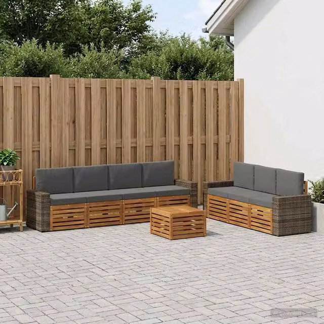 Set divani 8 pz Legno di Acacia Massello 3384128
