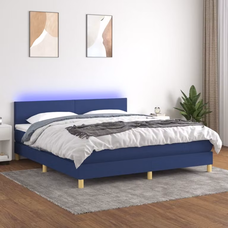 Maison Exclusive - Letto a Molle con Materasso e LED Blu 160x200 cm in Tessuto