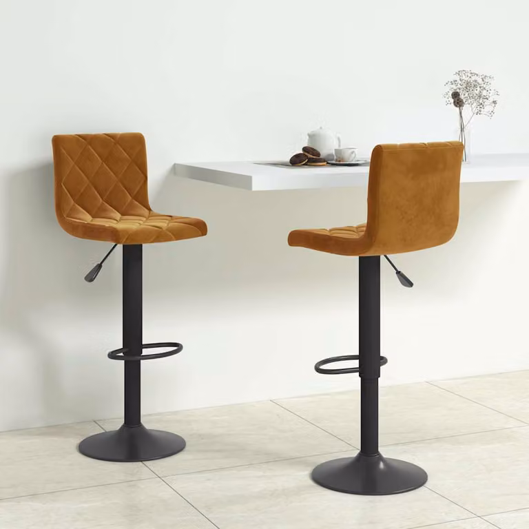 Set di 2 sgabelli da bar vidaXL in velluto marrone con base girevole a 360 gradi