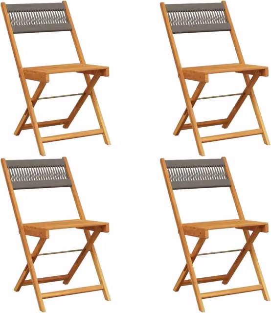 Sedie da Giardino Pieghevoli 4 pz | Sedie da Esterno Grigie Legno Massello Acacia