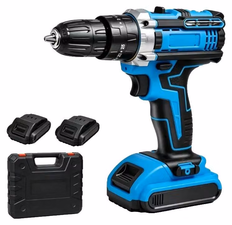Trapano avvitatore a batteria, 25 livelli di coppia, modalità a doppia velocità, colore blu