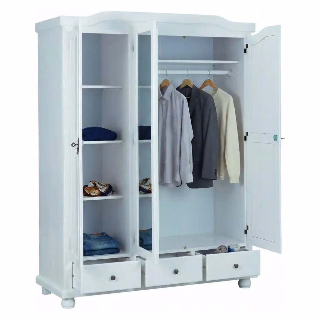 Armadio Multiuso Somma DMORA con 2 Ante, Ripiani e Cassetti, Bianco, L: 150 cm, H: 200 cm – 2