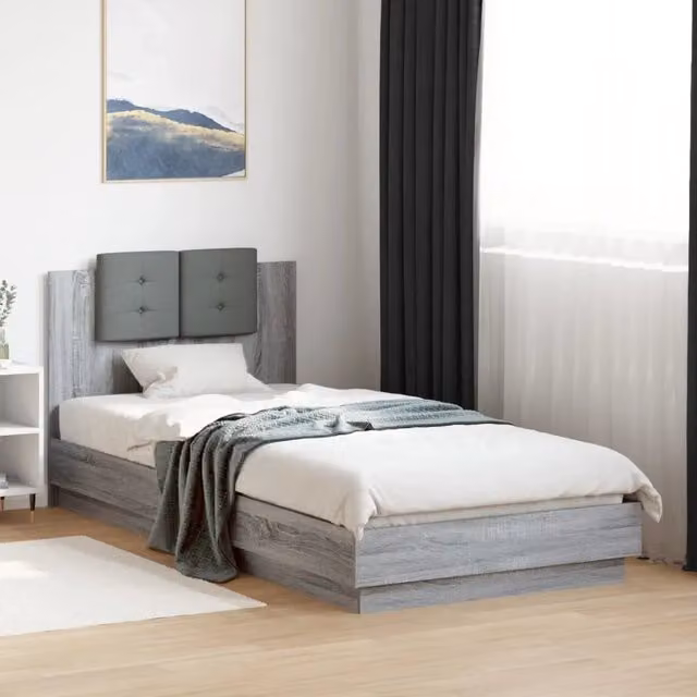 Giroletto Testiera-Struttura Letto Grigio Sonoma 100x200 cm Legno Multistrato 260527