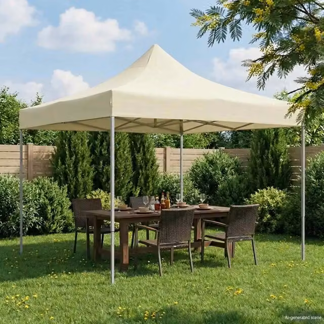 Tenda Party-Tenda da festa Crema 291 x 291 x 315 cm Tessuto Oxford 647110