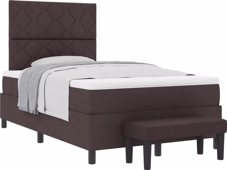 Letto a molle con testiera Marrone Scuro 120 x 200 cm Tessuto