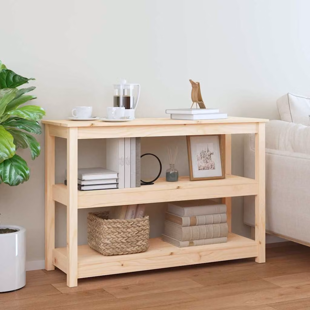 vidaXL Tavolo Consolle Classico in Legno di Pino Naturale Marrone L: 110 cm, P: 40 cm, H: 74 cm