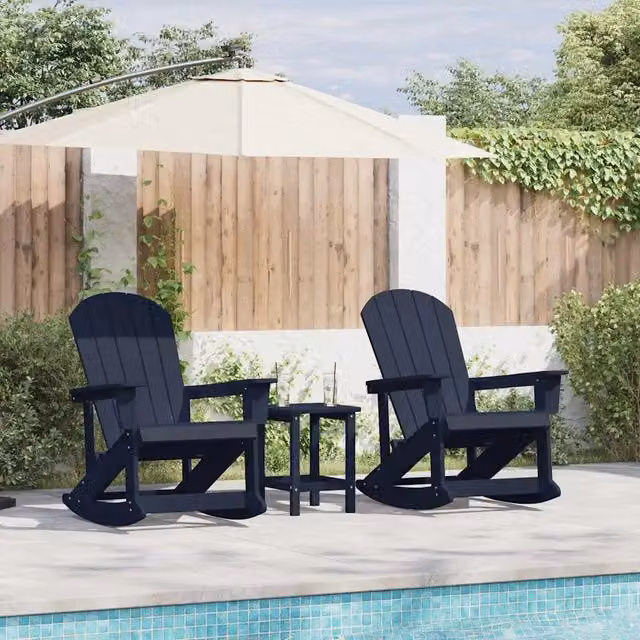 Set Lounge da Giardino 3 pz Blu navy HDPE 3335839