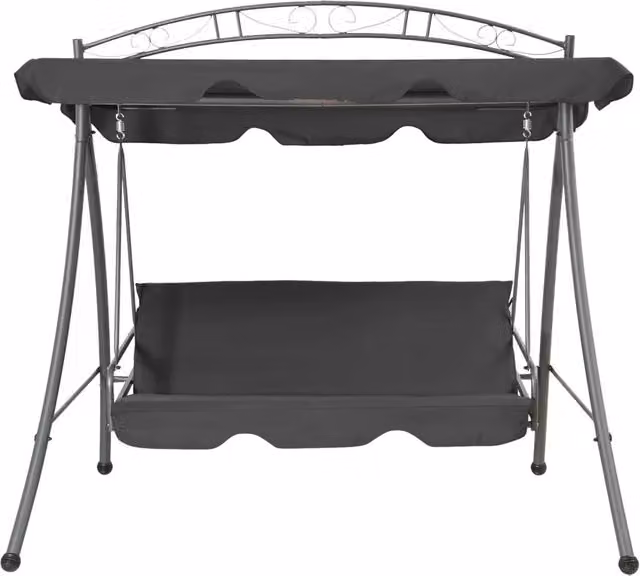 Panchina a dondolo con baldacchino DESIGN IN in acciaio antracite, convertibile in letto con cuscini inclusi, L/P/H: 198 x 120 x 205 cm