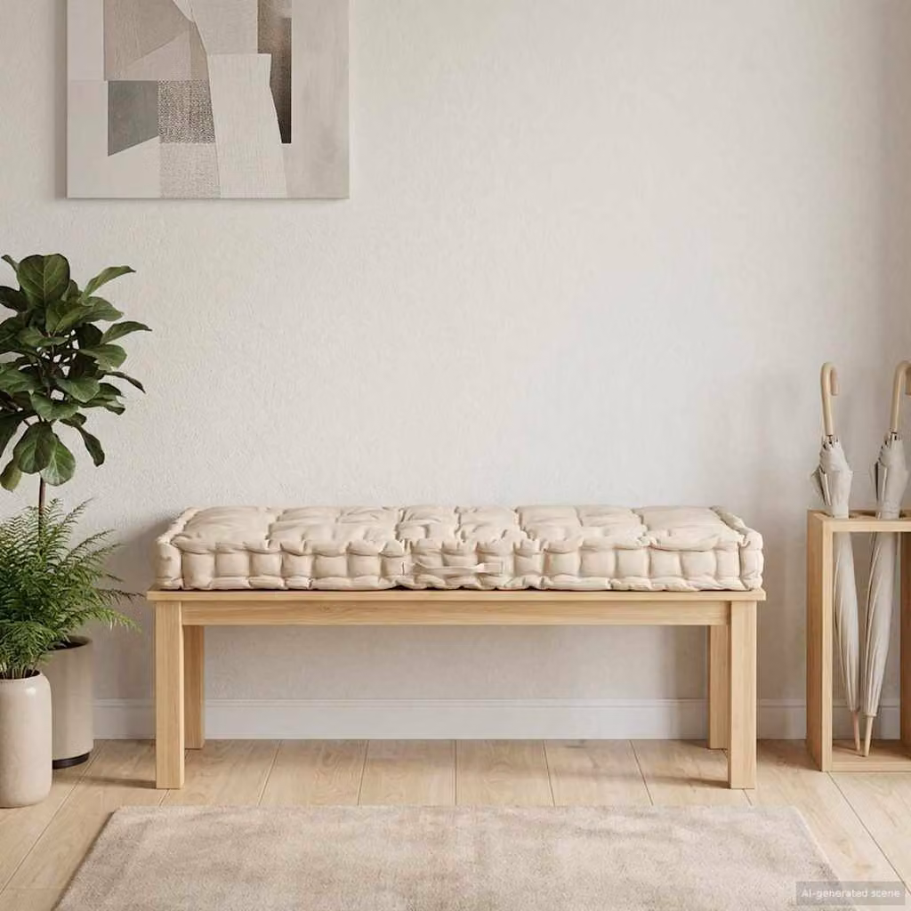 vidaXL Cuscino per Pallet e Pavimento in Cotone Beige L: 120 cm, P: 80 cm, H: 10 cm