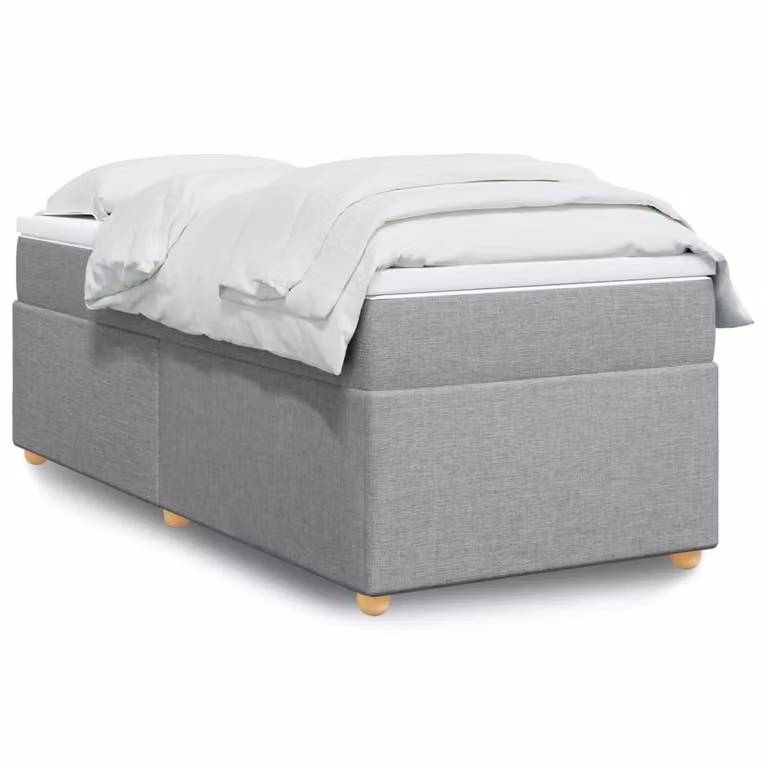 vidaXL Giroletto a Molle Ibrido con Materasso in Tessuto Grigio Chiaro e Bianco L/P/H: 190 x 90 cm