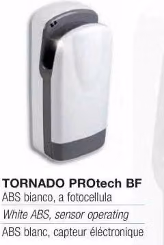 Asciugamani elettrico a parete Tornado Protech BF in plastica bianco