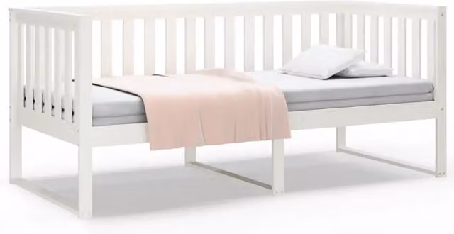Letto singolo | Letto per adulti | Dormeuse senza Materasso Bianco 100x200 cm Legno Massello Pino
