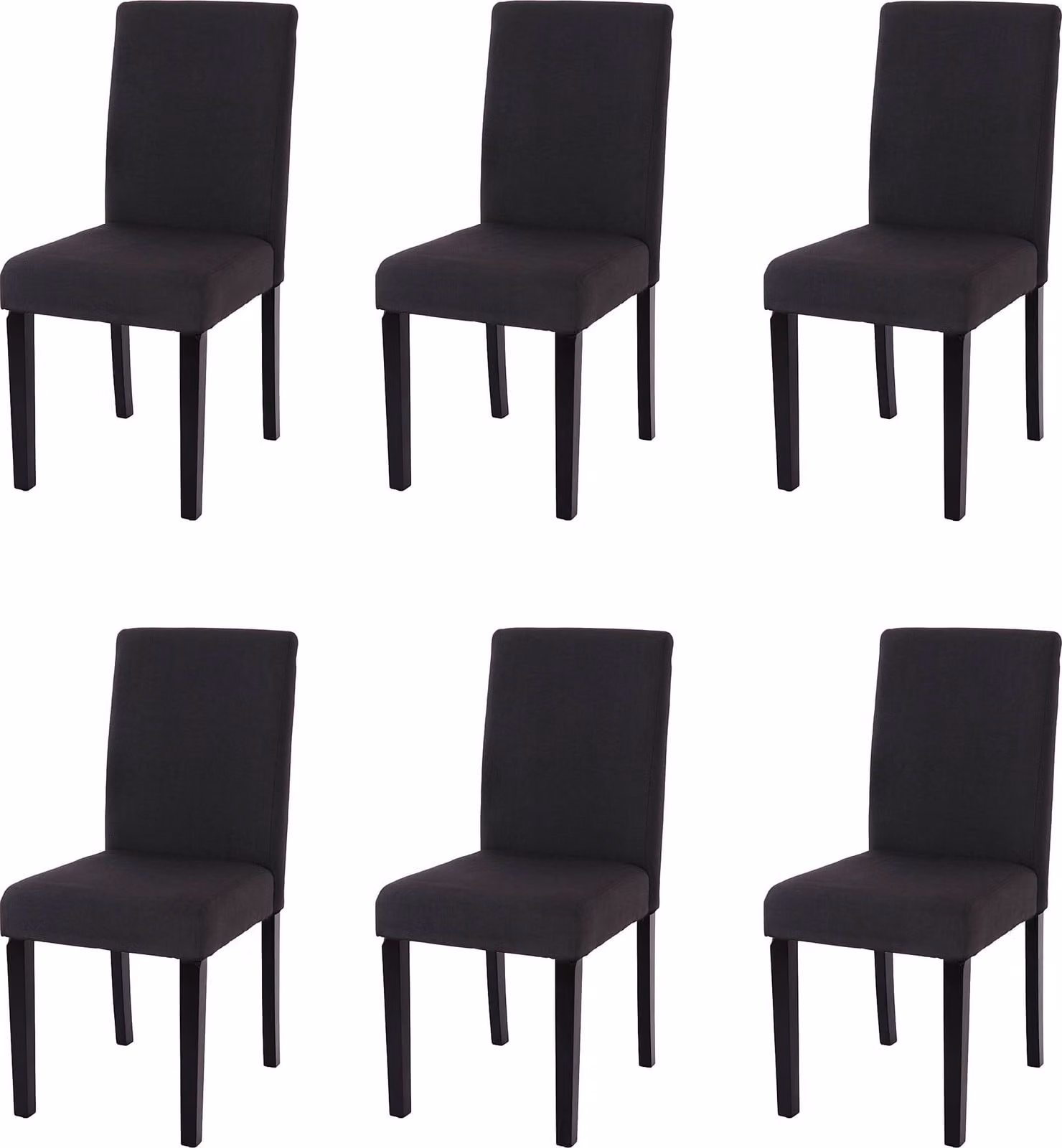 Set di 6 sedie da sala da pranzo Sedie da cucina classiche e intramontabili | A x L x P 90 x 43 x 48 cm | Altezza seduta 45 cm | Tessuto | Gambe scure | Nero