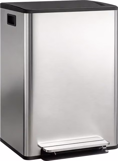 Pattumiera a Pedale Minimal con 2 Secchi in Acciaio Inox Argento 30L – 1