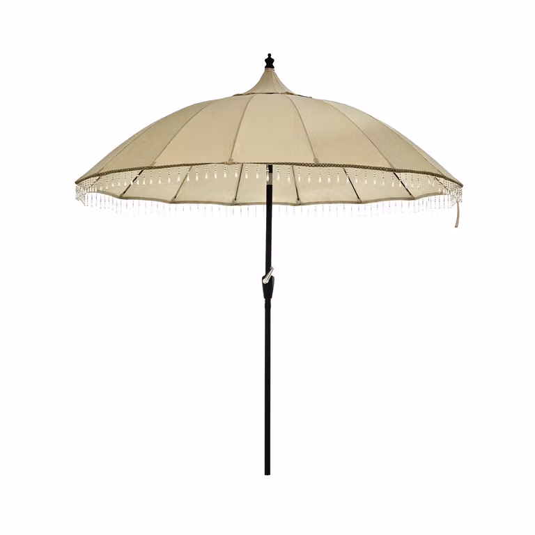 Ombrellone Mare Pagoda VESTIAMO CASA MARE beige con snodo e manovella in acciaio e poliestere H: 290 cm, Diametro: 270 cm
