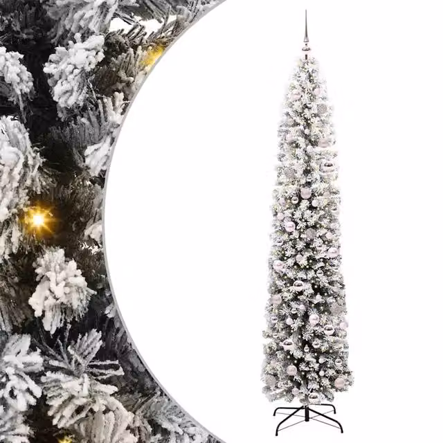 Albero di Natale artificiale moderno vidaXL verde con 300 LED luce bianca calda, Altezza: 210 cm