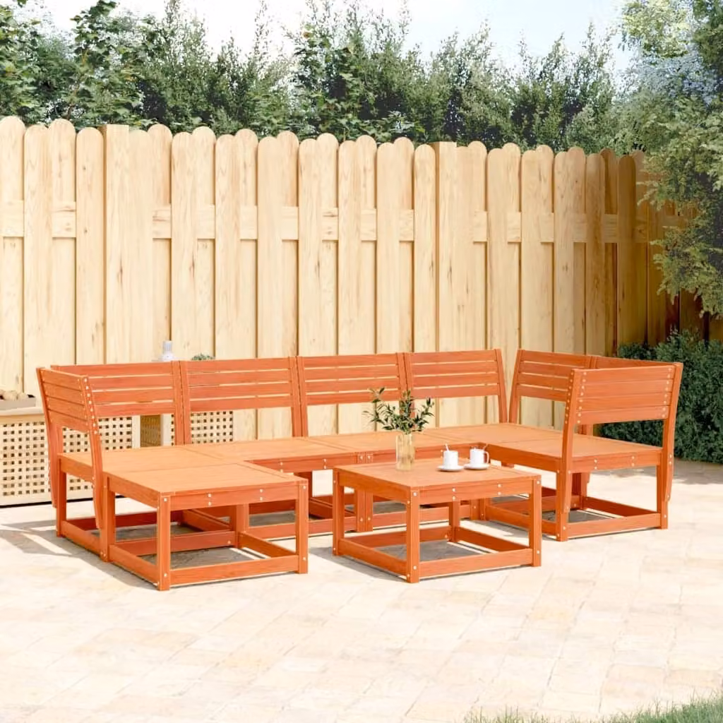 Maison Exclusive - Set Divani da Giardino 6 pz Marrone Cera Legno Massello Pino