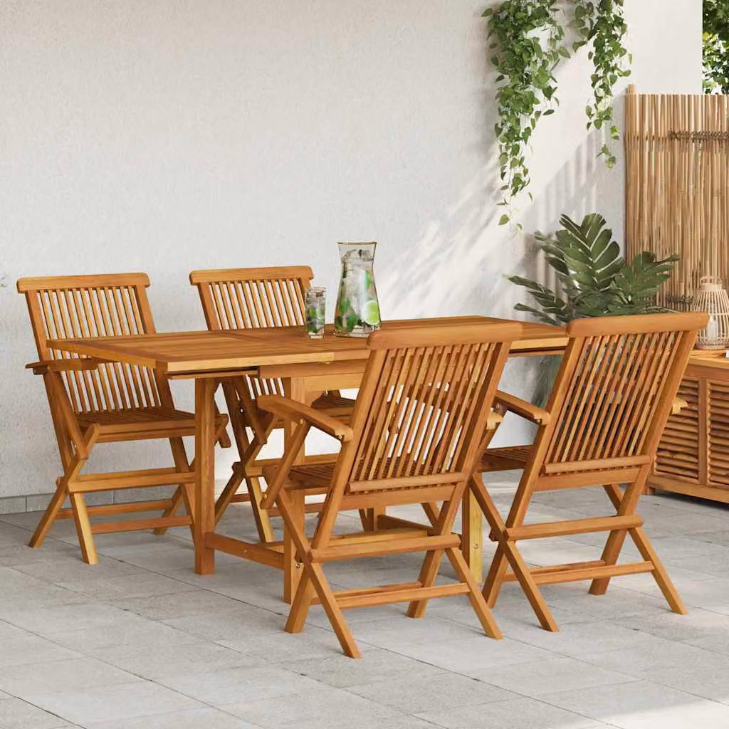 Set da pranzo da giardino vidaXL in legno di teak marrone con tavolo rettangolare estensibile e 5 sedie – 1