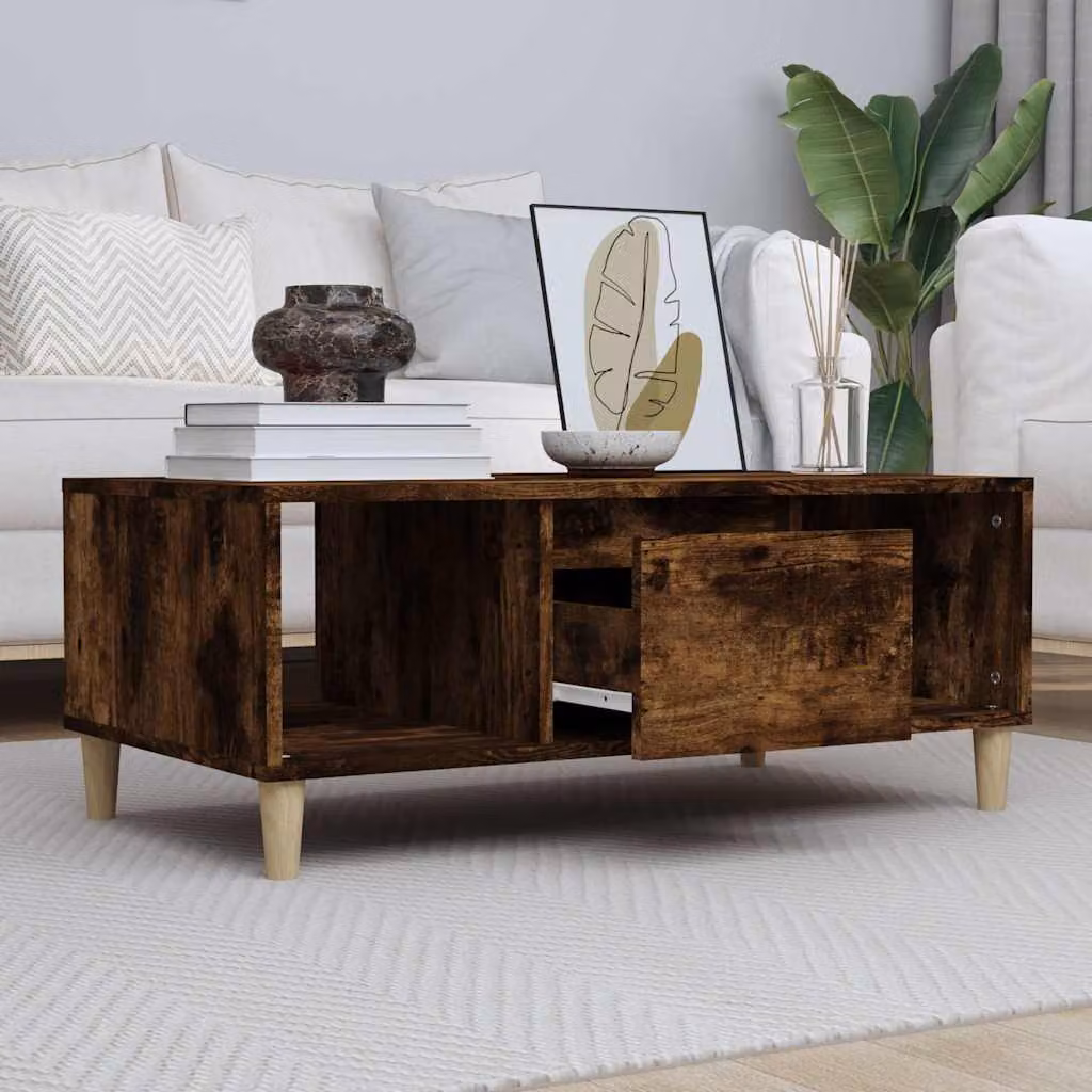 vidaXL Tavolino da Salotto Moderno in Legno Multistrato Marrone L: 90 cm, P: 50 cm, H: 36,5 cm