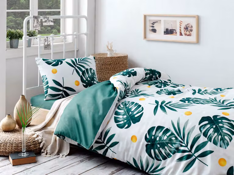 L'Essentiel Linge de Maison, Monstera- ELR9367, verde, piumini, 65% cotone / 35% poliestere