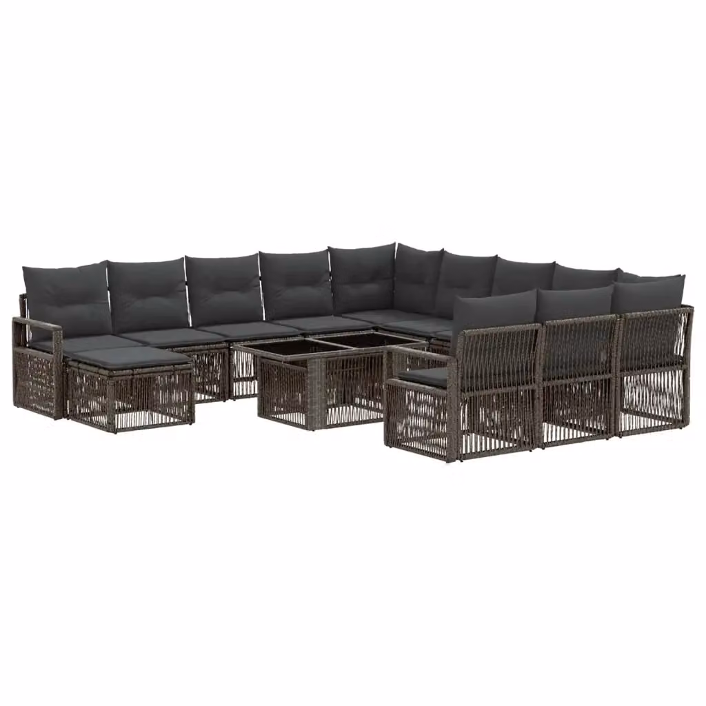 Set Divano da Giardino vidaXL in Polyrattan Grigio e Antracite con Cuscini e Tavolino – 2