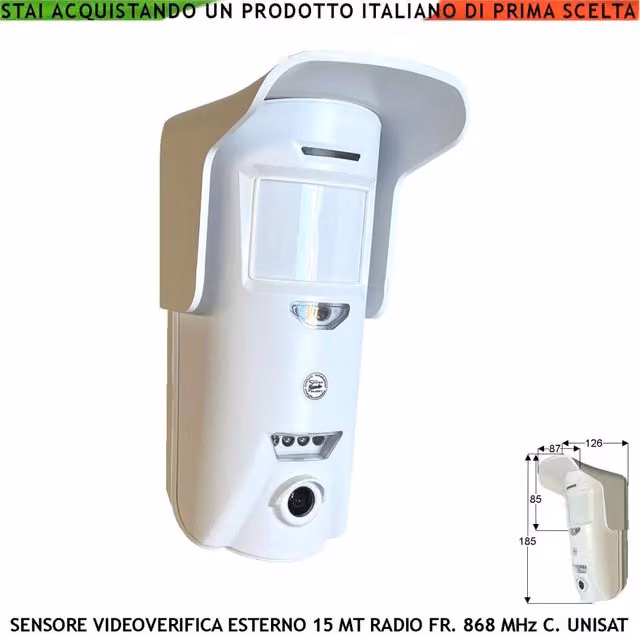 Securvera Sensore di Movimento con Fotocamera a Colori e Videoverifica Wireless, Tecnologia Duale, Connessione WiFi e GSM, Bianco e Multicolore