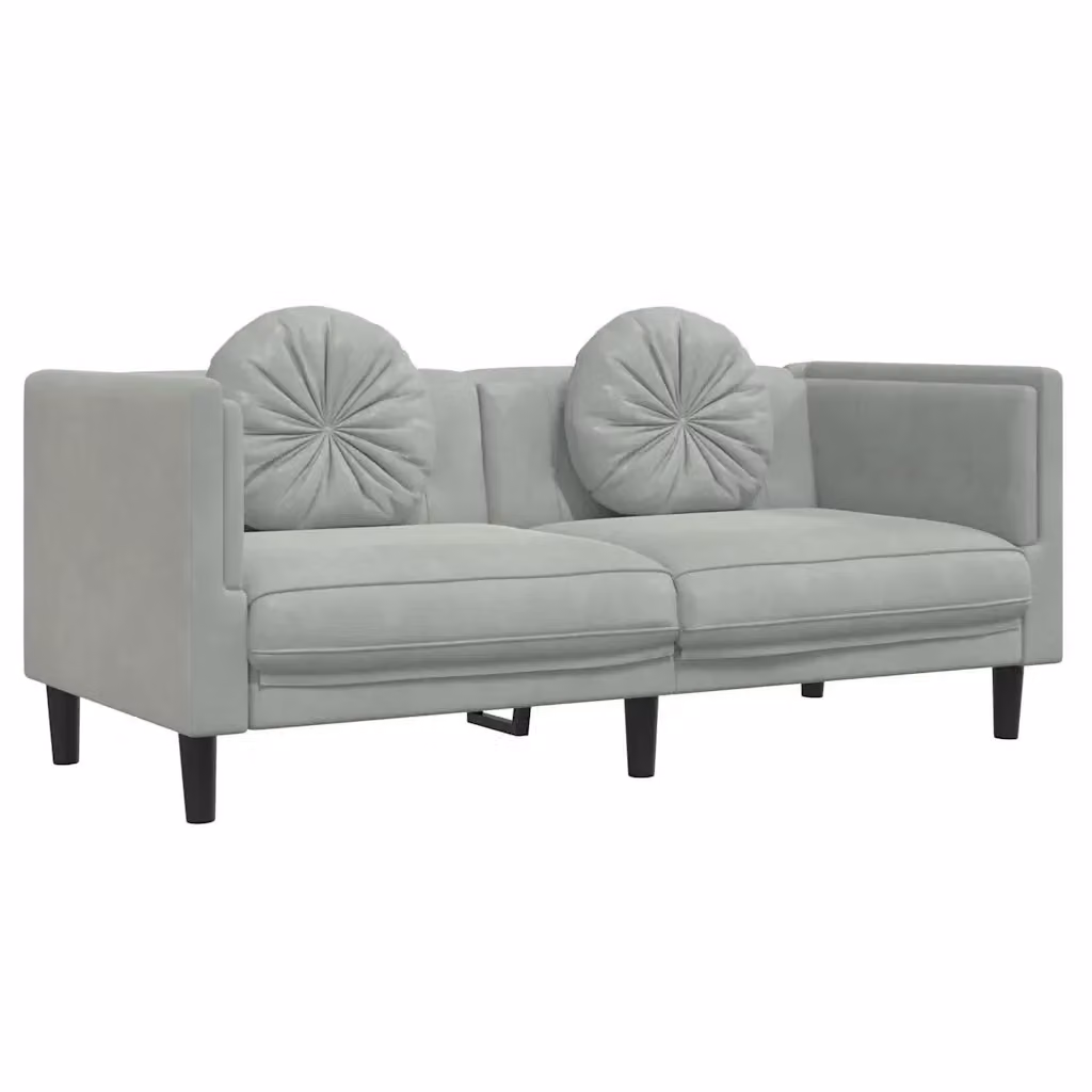 Divano a 2 posti moderno vidaXL in velluto grigio con cuscini inclusi L: 173.5 cm, P: 77.0 cm, H: 70.0 cm – 2