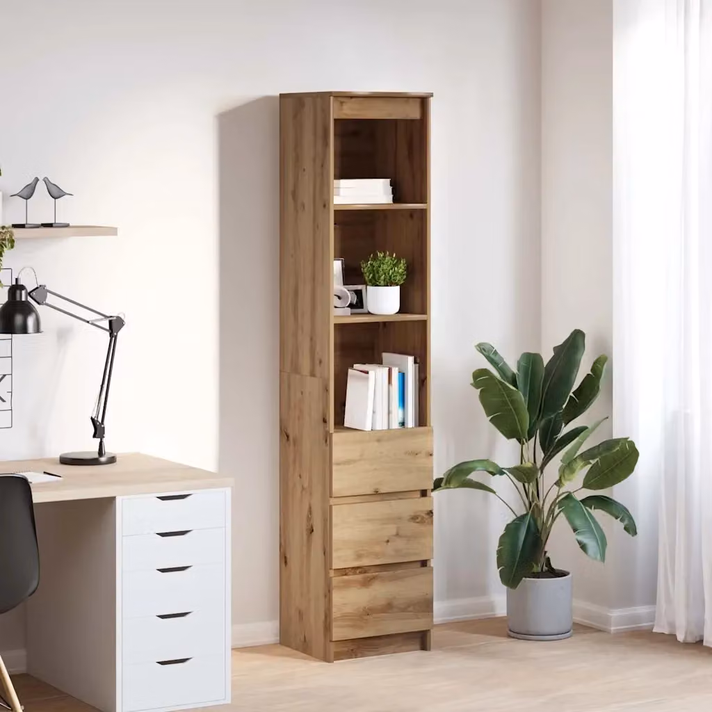 Credenza Alta Rovere in MDF Marrone Opaco per Sala da Pranzo L/P/H: 37,5 x 35 x 180 cm – 2