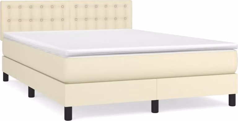 Giroletto a Molle con Materasso Crema 140x200 cm in Pelle finta