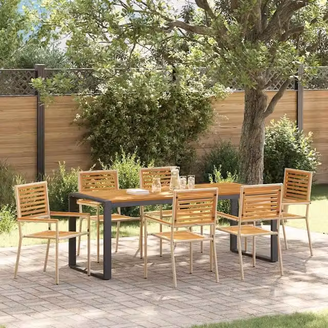Set da Pranzo per Giardino 7 pz Beige e Marrone polyrattan 3365486