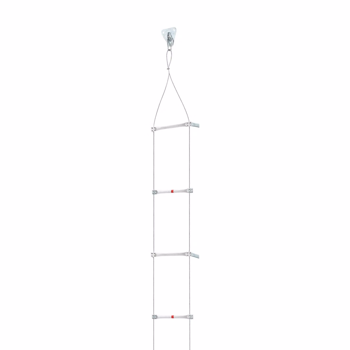 Scala di soccorso, lunghezza 10 metri, capacità di carico 200 kg, realizzata in lega di acciaio e alluminio, lunghezza delle pedane 30 cm, modello da montaggio a sospensione