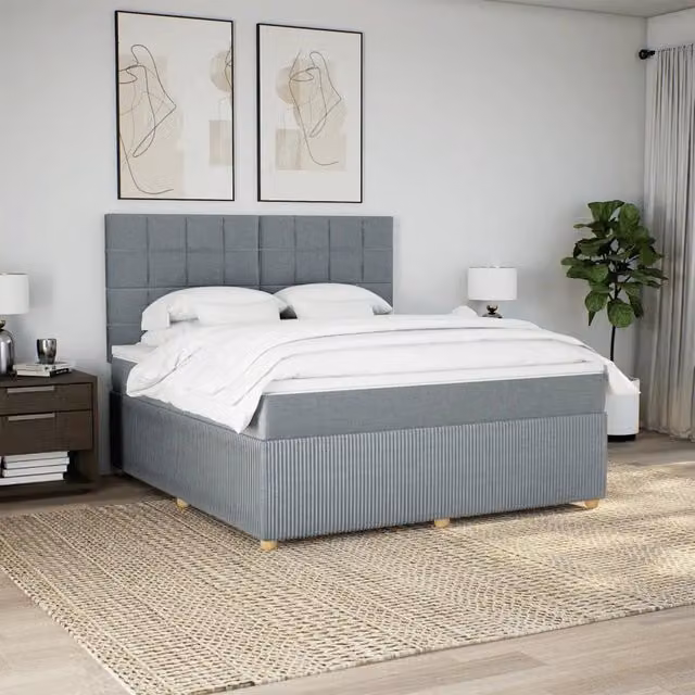 Giroletto a Molle con Materasso Grigio Chiaro180x200 cm Tessuto 3294435